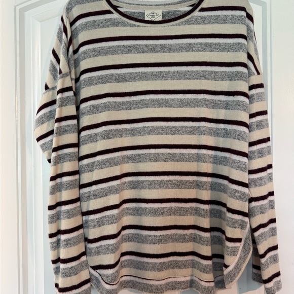 St. John's Bay Maroon and Cream Striped Sweater - Picture 1 of 3
